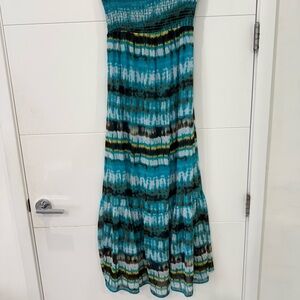 Forever 21 Turquoise and White Smocked Top